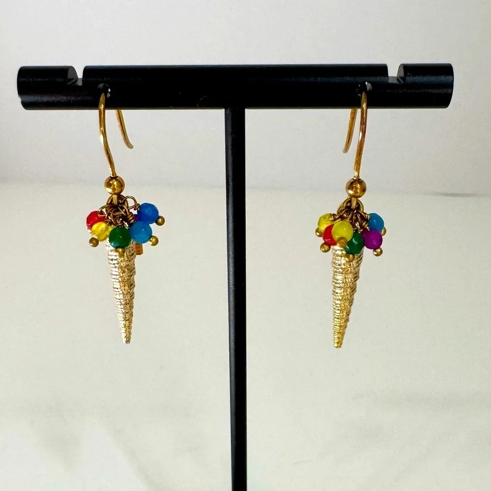 Rosantica Italy 925 Ice Cream Cone Beaded Statement Dangle Earrings - Picture 7 of 16